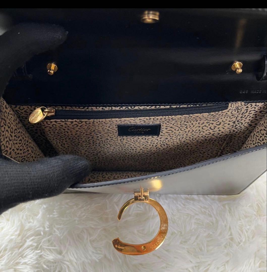 【美品】Cartier カルティエ パンテール クラッチバッグ レザー ブラック
