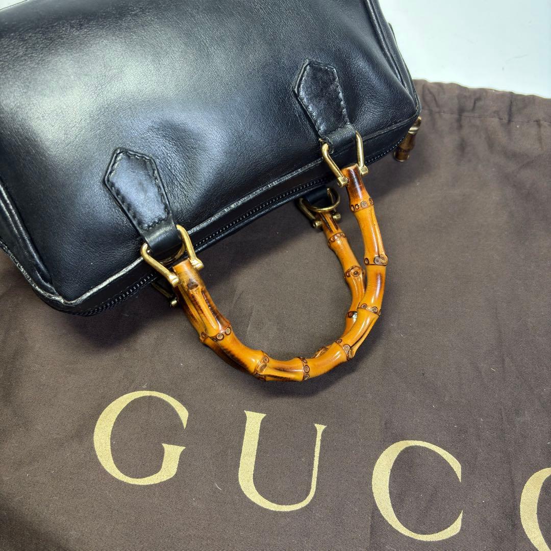 美品　グッチ バンブー 2WAY ミニ ボストンバッグ ヴィンテージ 黒　極小