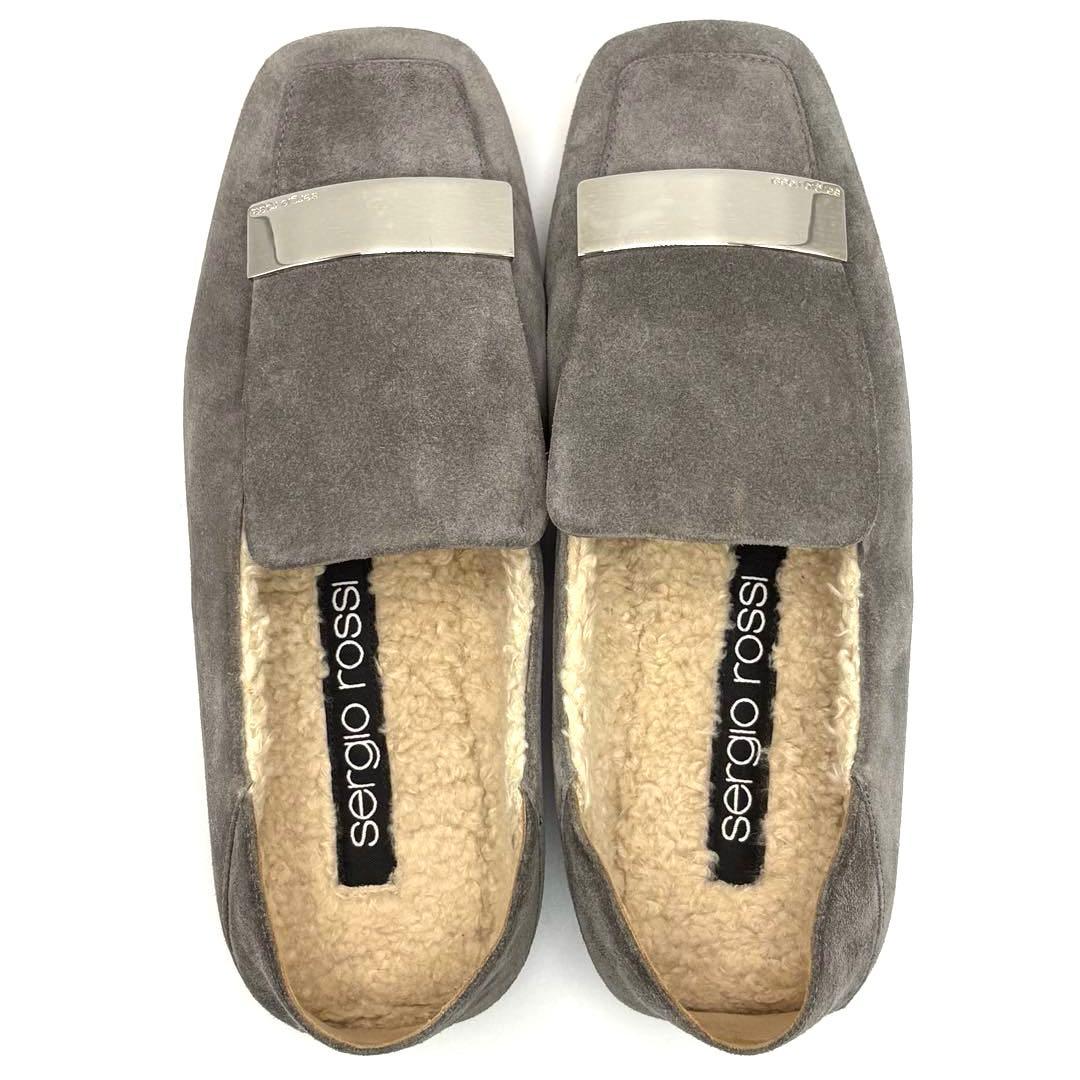 【美品】セルジオロッシ　ロゴプレート　2way ムートン　バブーシュ