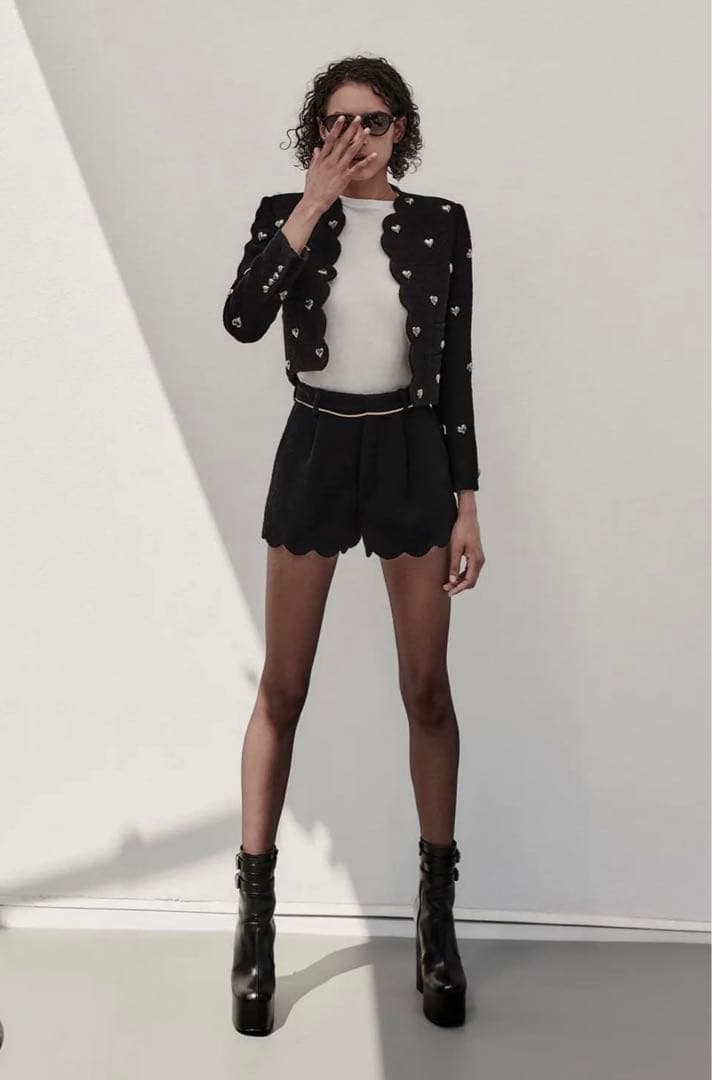 SAINT LAURENT ショートパンツ ブークレツイード ブラック