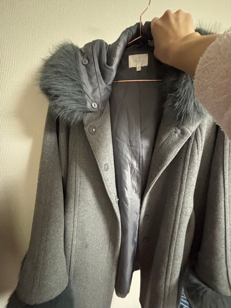 ウールMIXフードポンチョコート