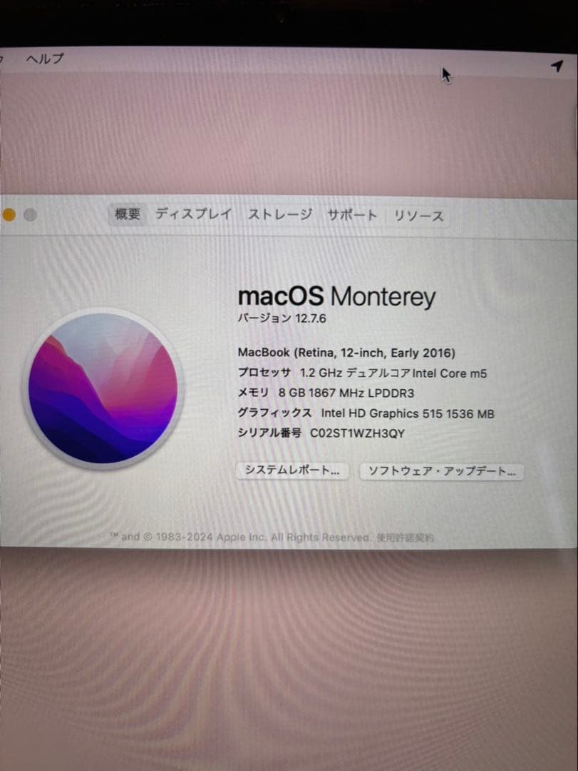 MacBook 12inch 2016 ローズゴールド　m5 8GB 512GB