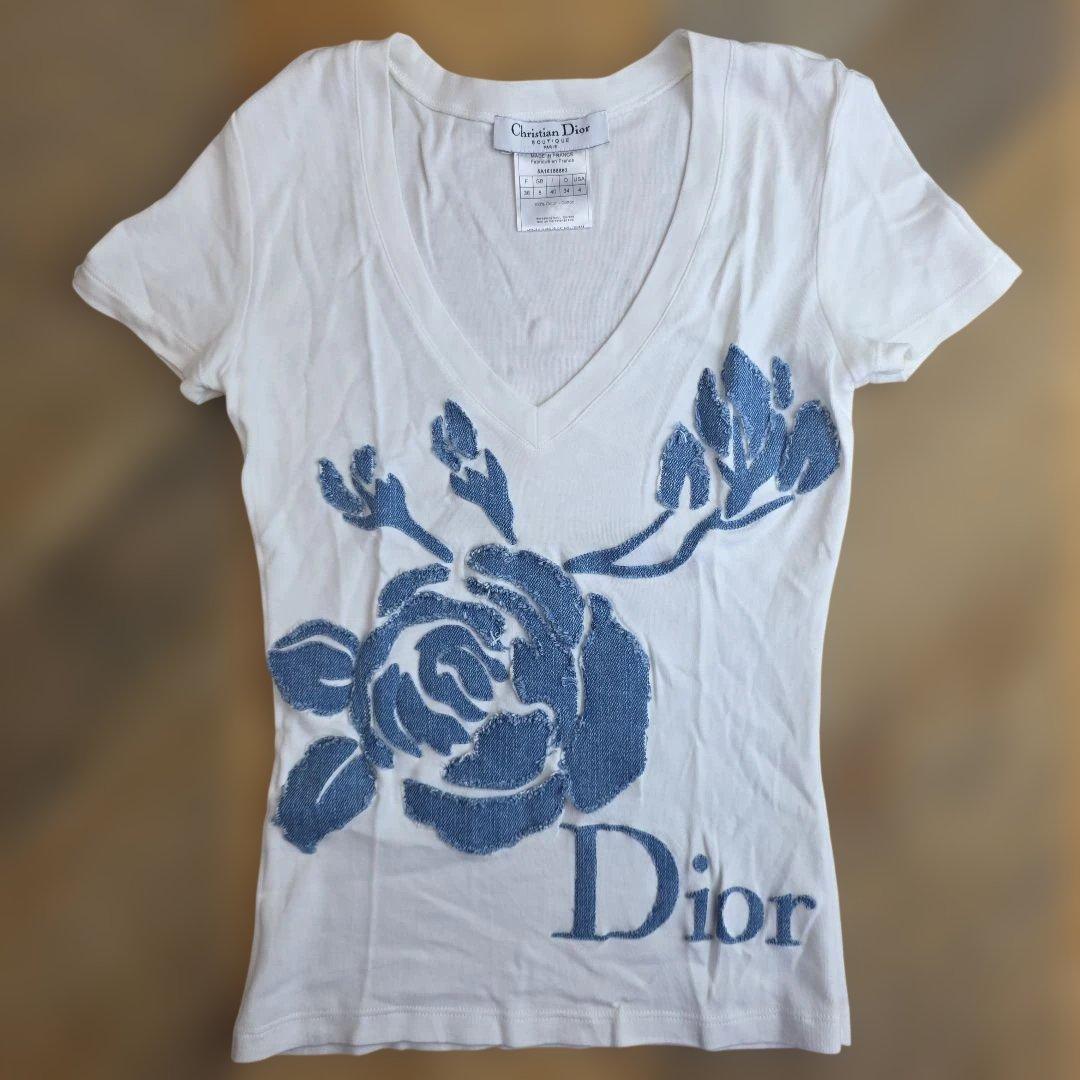 Christian Dior 花柄プリント Tシャツ サイズ36 y16