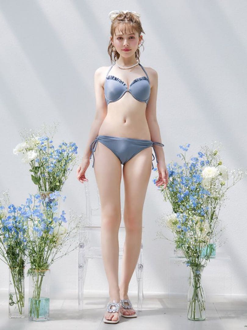 Sugar 水着 羽織＆スカート付き4WAYビキニ 4点セット ブルーMサイズ