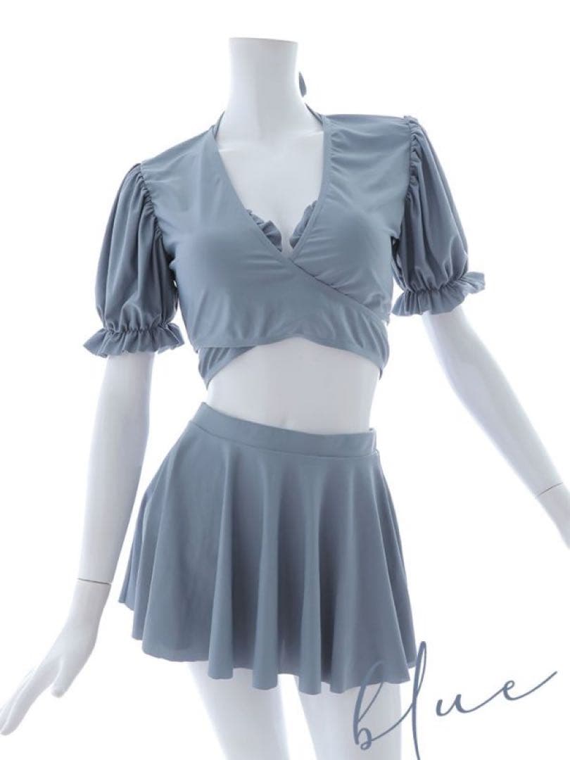 Sugar 水着 羽織＆スカート付き4WAYビキニ 4点セット ブルーMサイズ