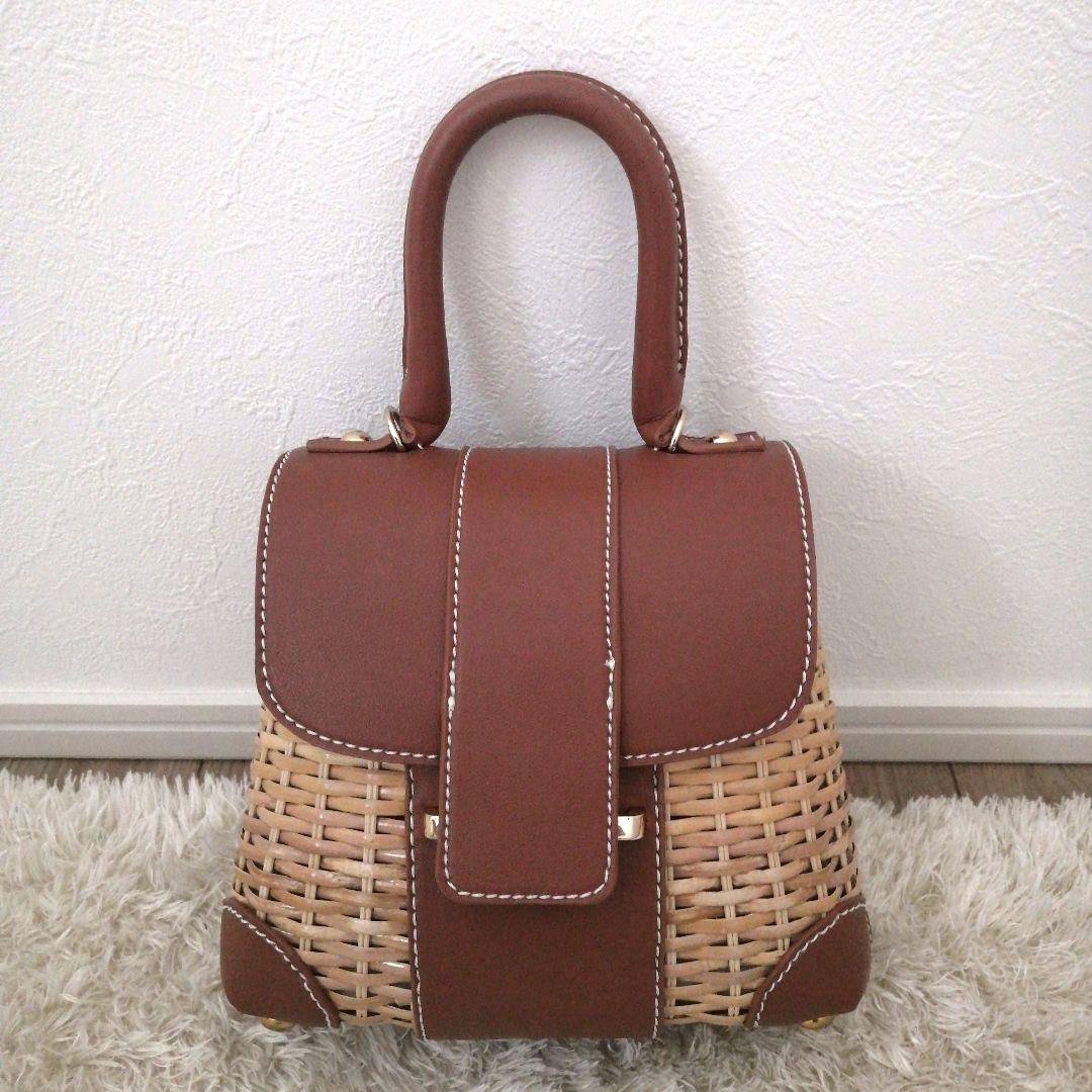 セブンテンバイミホカワヒト　ラタンミニフラップバッグ