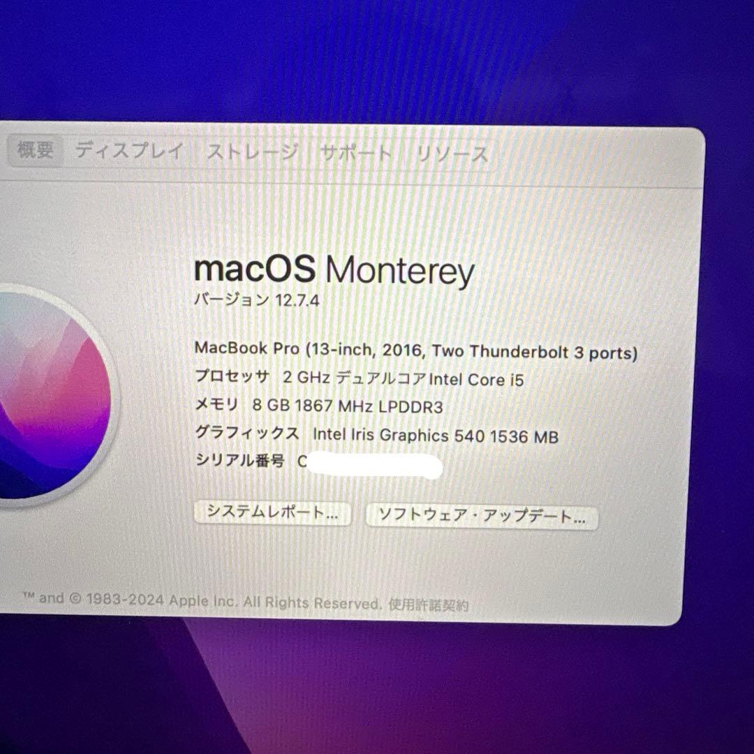 MacBook本体 MacBook Pro 2016 13inch 2 Thunderbolt 3