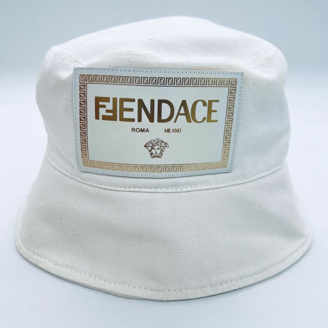 フェンディ フェンダーチェ　黄ばみ バケットハット ホワイト キャンバス