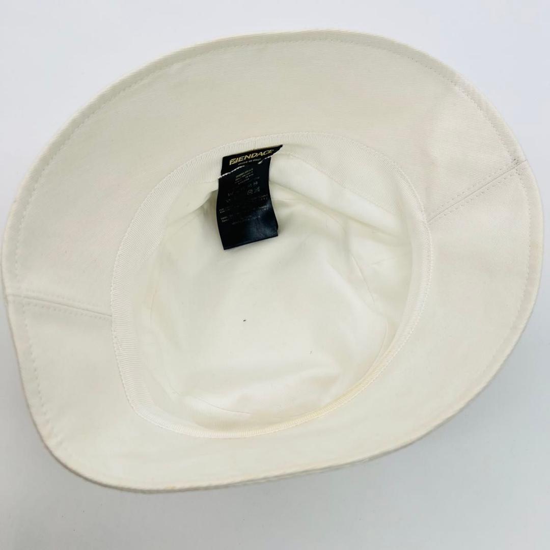 フェンディ フェンダーチェ　黄ばみ バケットハット ホワイト キャンバス
