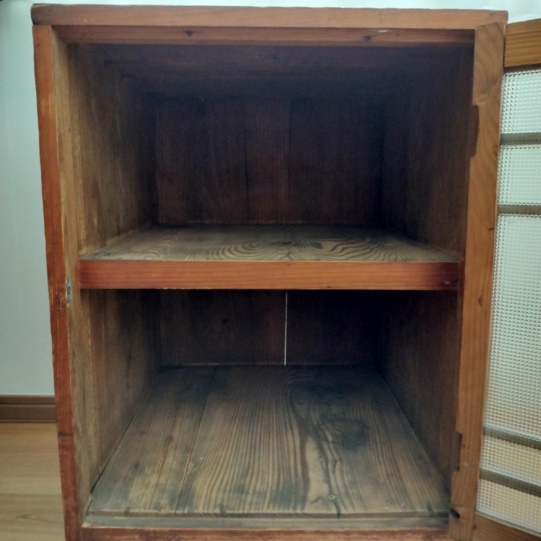 ［さらさらこ］昭和レトロ　ガラスキャビネット（木製収納棚）　水屋　古家具