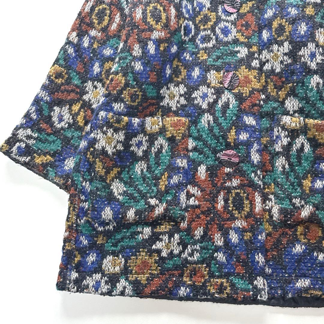 茄子の花様！ミッソーニ リバーシブル ウール　モヘア 幾何学模様 イタリア製