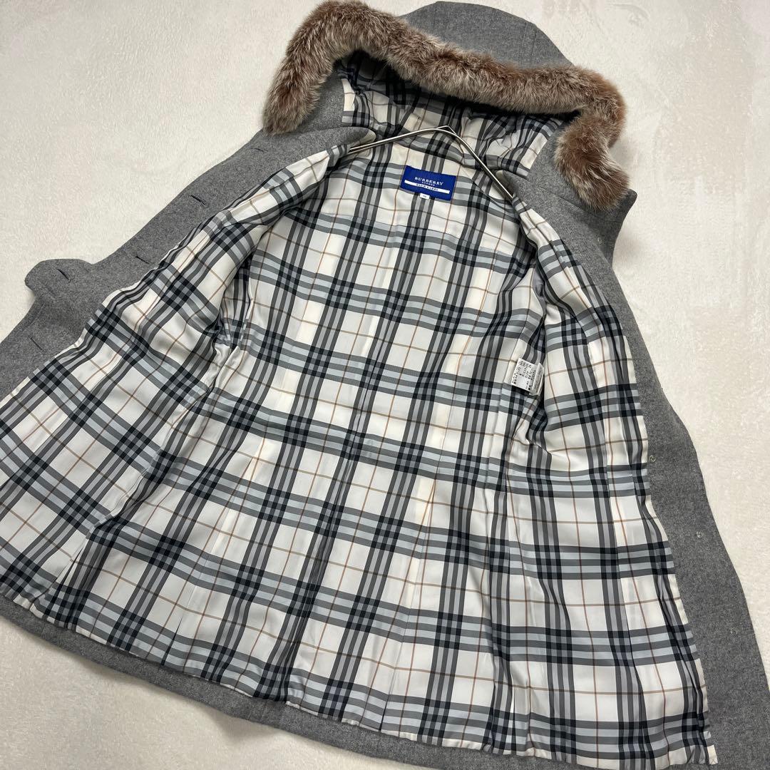 ●バーバリー ブルーレーベル アンゴラ　ウール カシミヤ ノバチェック コート