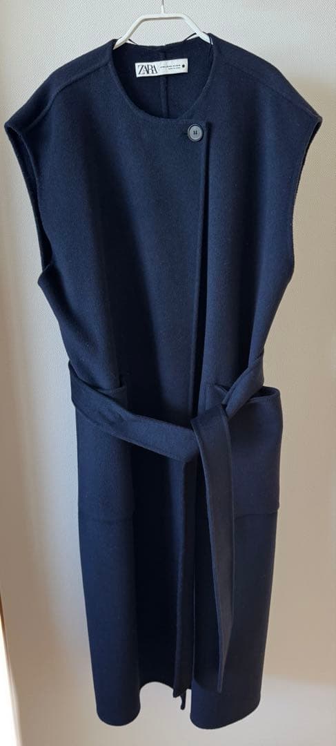 美品ZARA ザラ ダブルフェイスウールブレンドベスト ベルト付