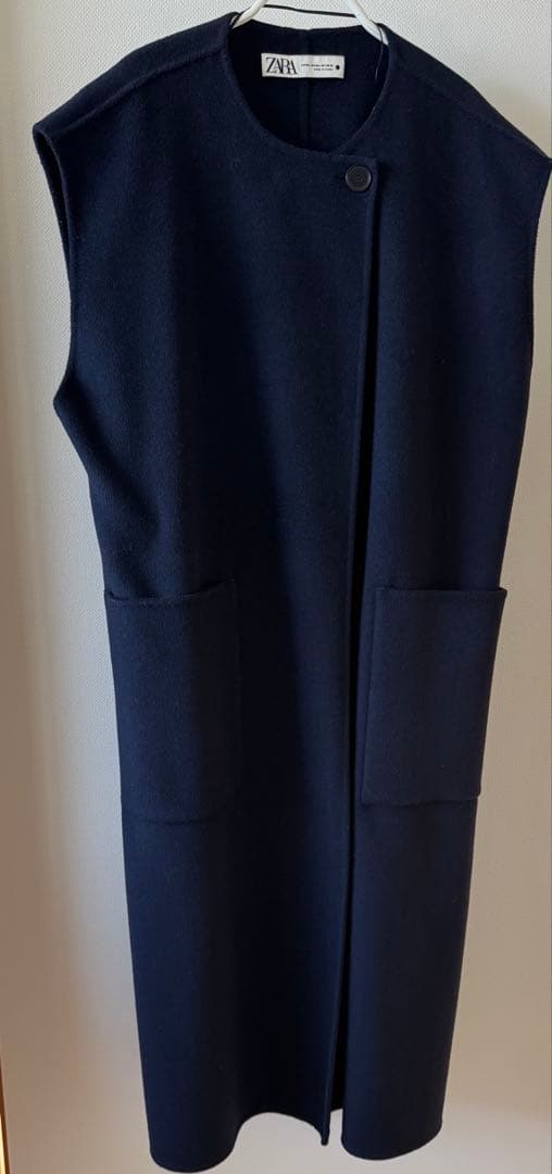 美品ZARA ザラ ダブルフェイスウールブレンドベスト ベルト付