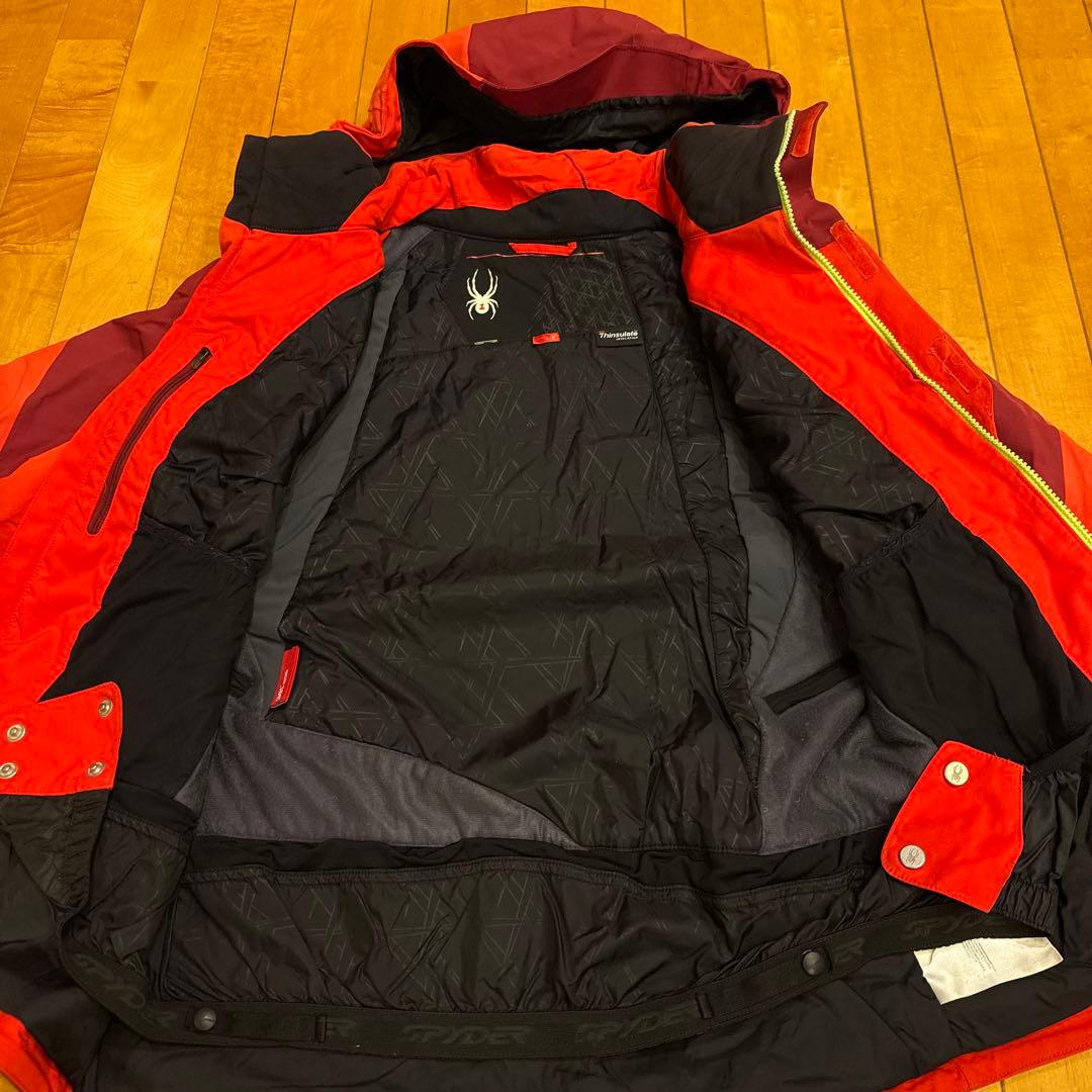 Spyder スキーウェア 赤/紫 フード付き　メンズM