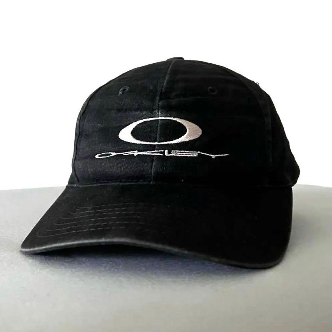 90s Oakley 黒 キャップ ロゴ刺繍