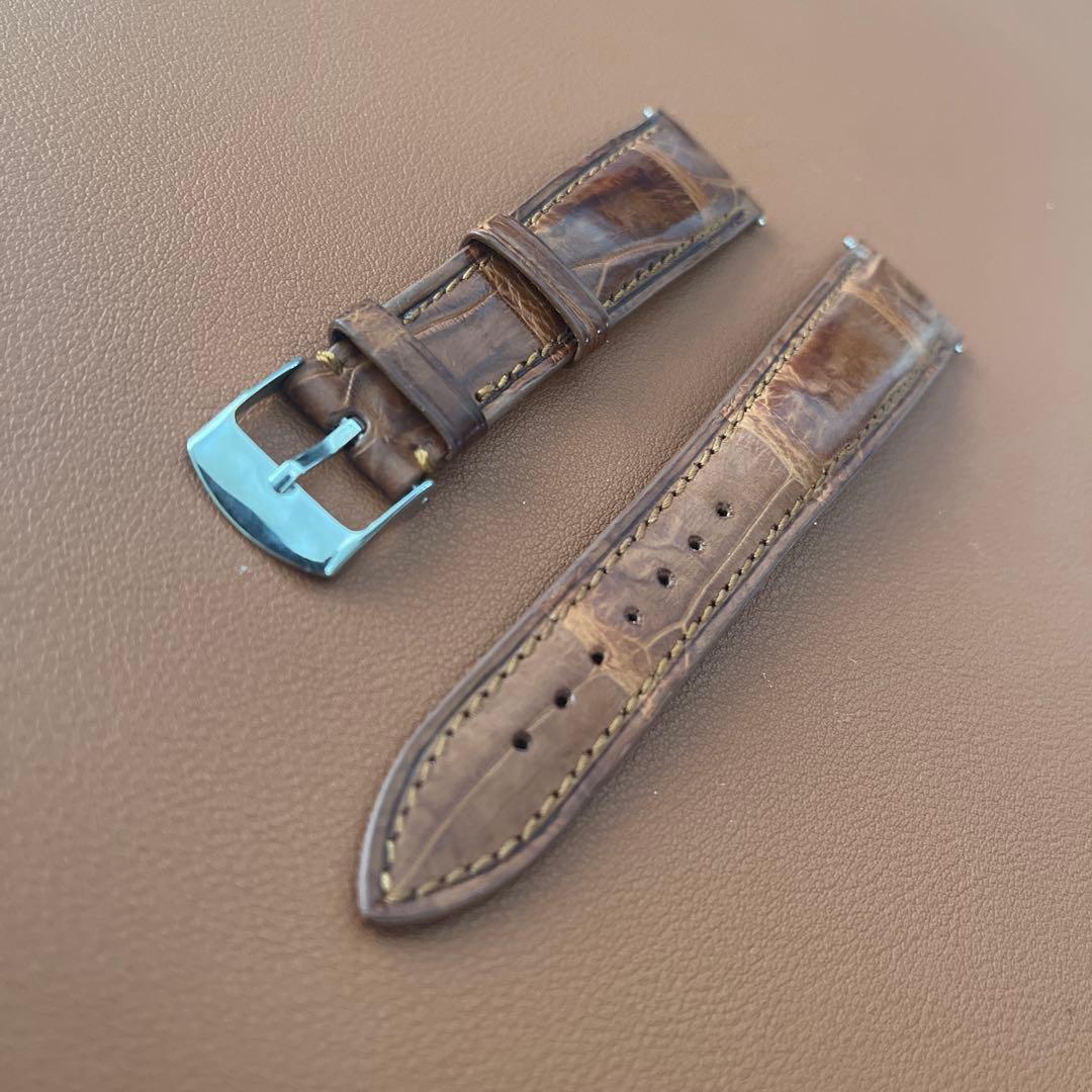 19mm時計ベルト両面クロコダイル茶色ライトブラウン