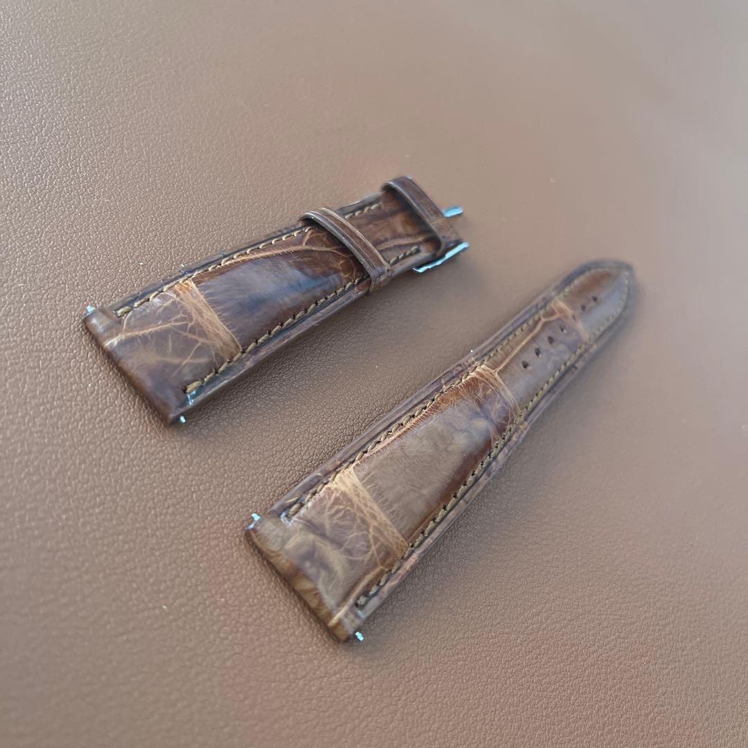 19mm時計ベルト両面クロコダイル茶色ライトブラウン