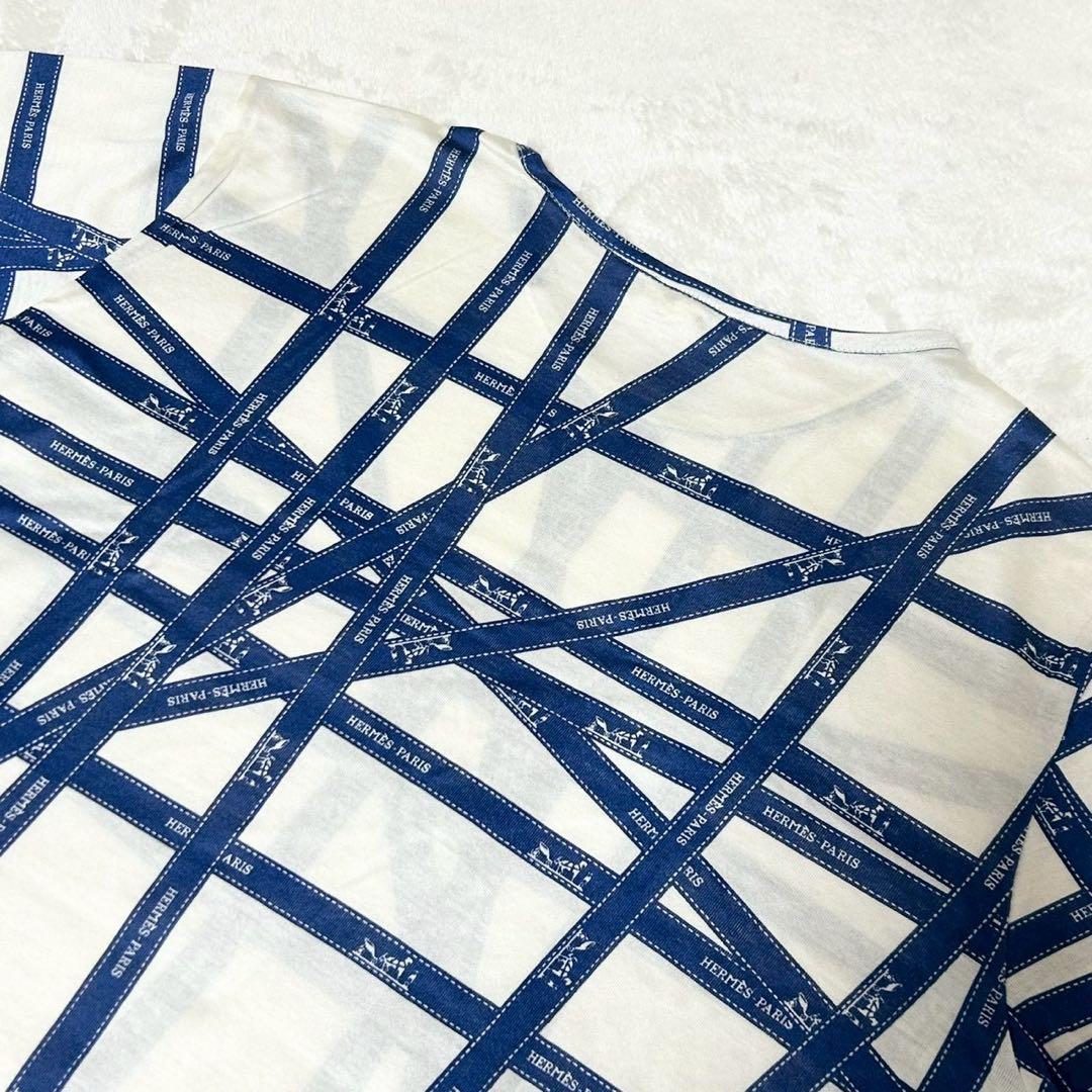 ★美品★エルメス　Tシャツ　マルジェラ期　ボルデュック　リボン　コットン　ロゴ