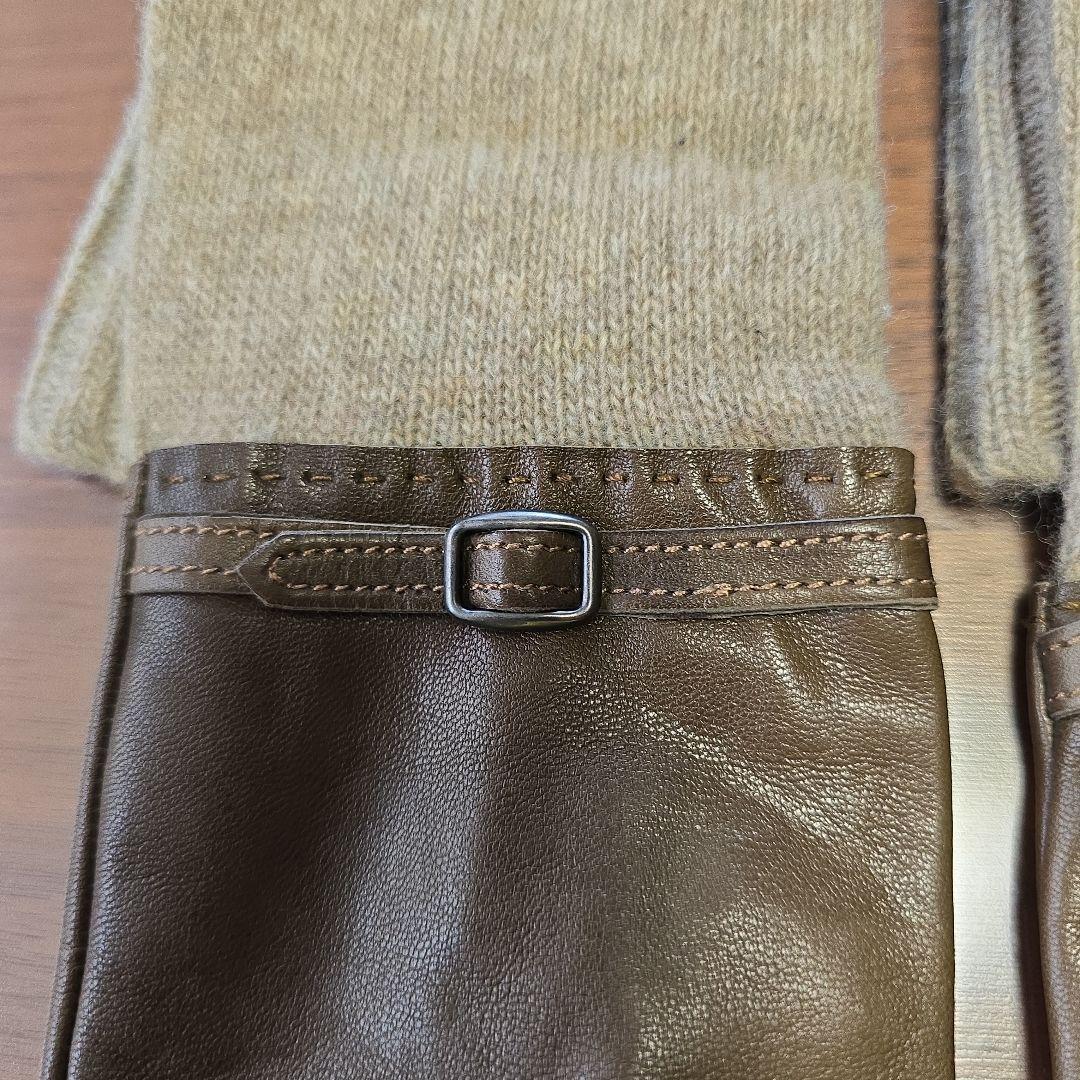 試着のみDIESEL BLACK GOLD シープレザー×ニット ロンググローブ