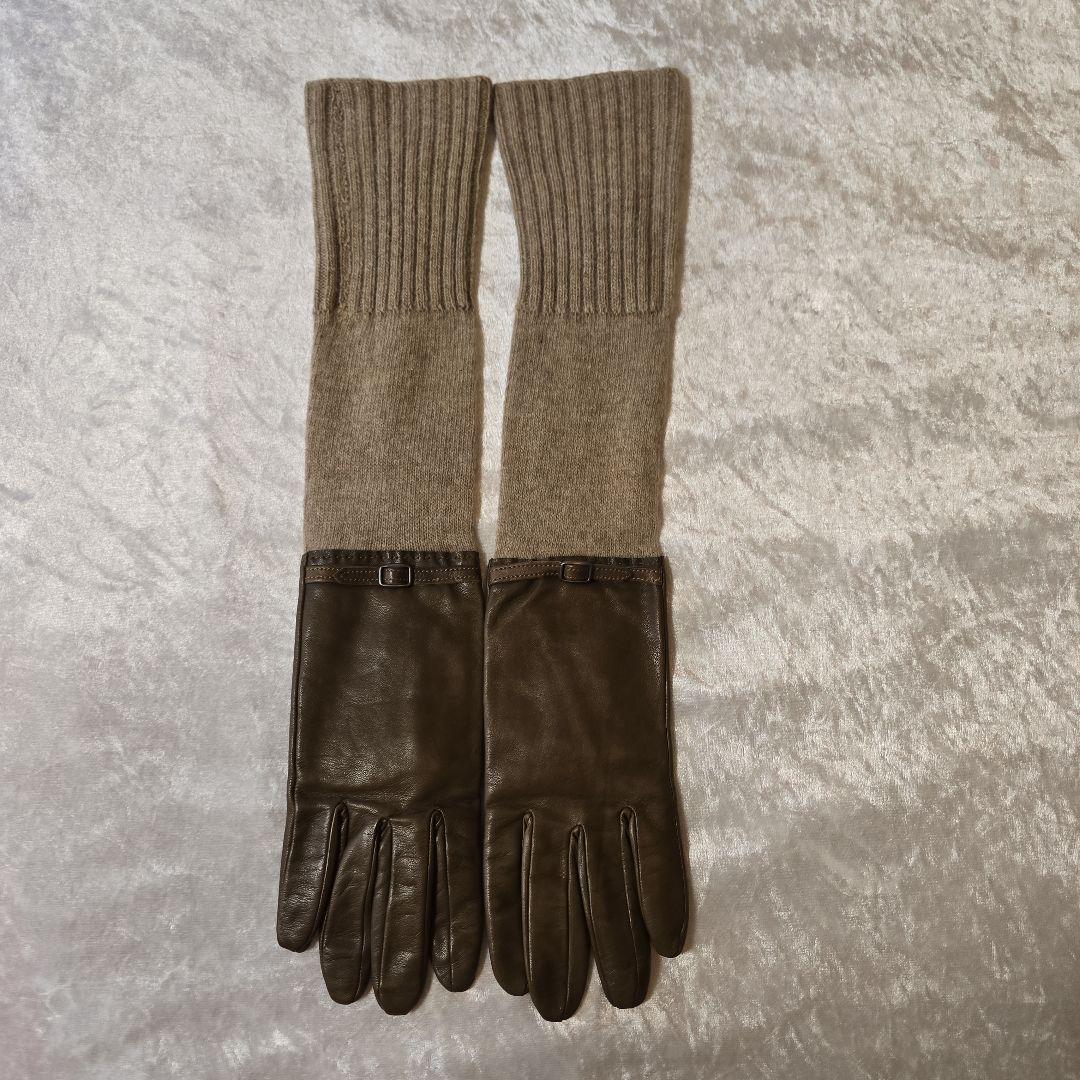 試着のみDIESEL BLACK GOLD シープレザー×ニット ロンググローブ