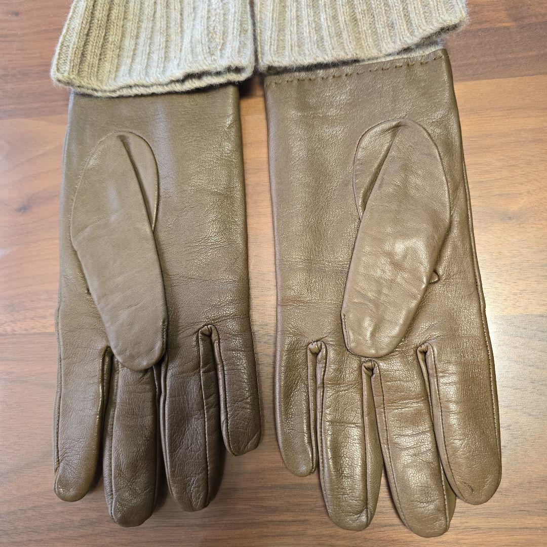 試着のみDIESEL BLACK GOLD シープレザー×ニット ロンググローブ