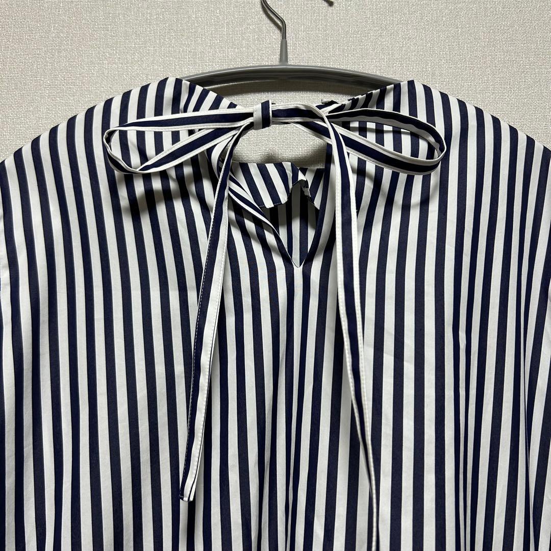 極美品✨Mfil エムフィル ブラウス シャツ ティアードスリーブ ストライプ