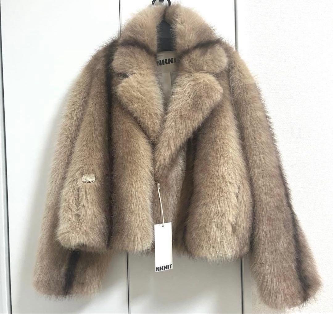 NKNIT/vegan fur big jacket【short】