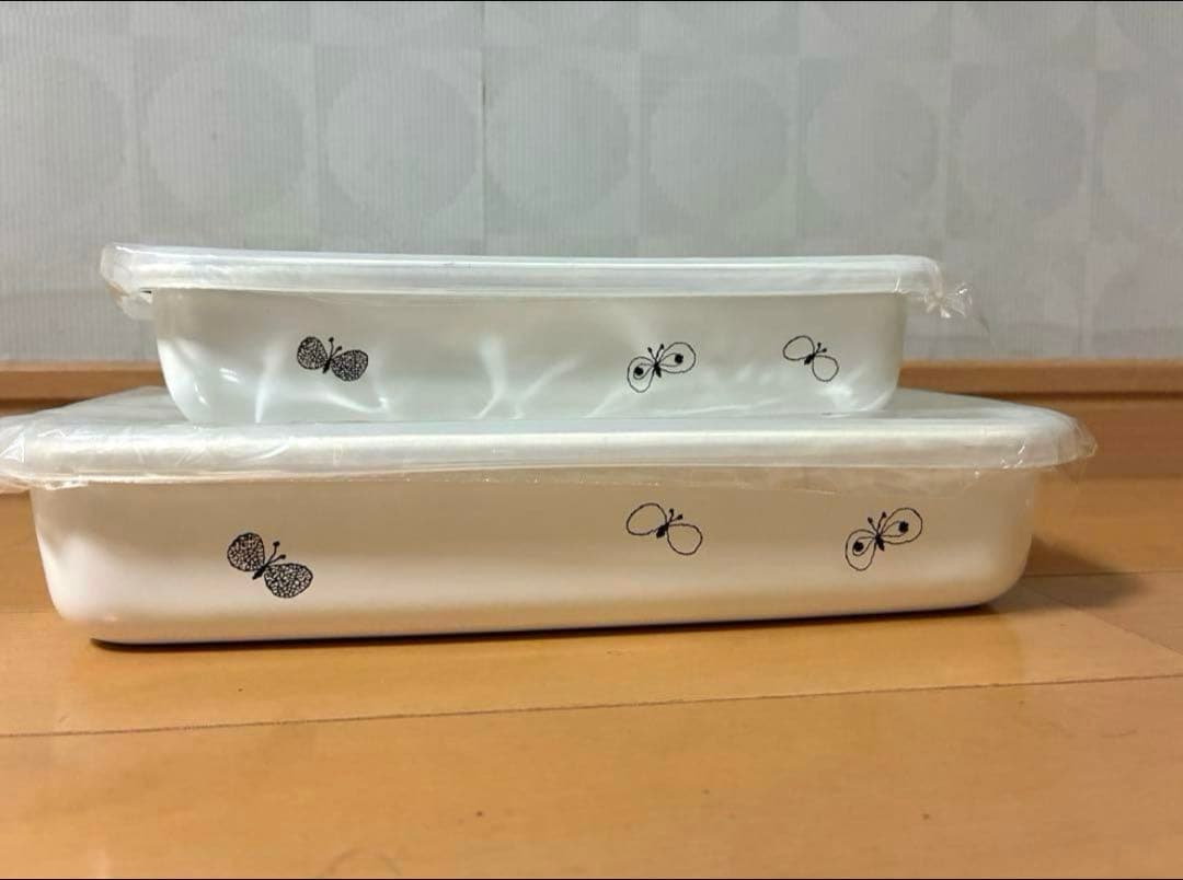 ミナペルホネン　レクタングル　浅型　スクウェア　野田琺瑯