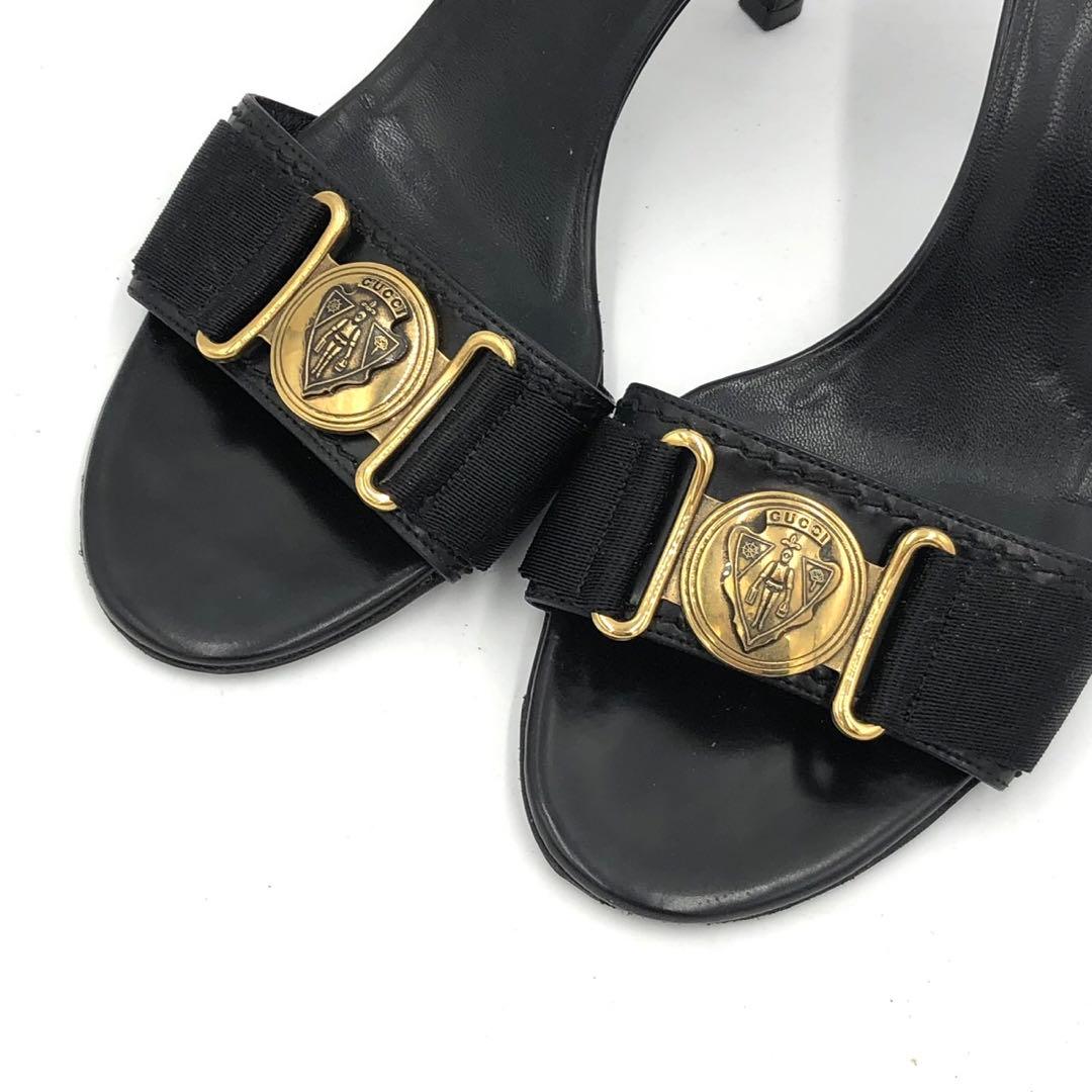 GUCCI グッチ ミュール サンダル ヒール 36 1/2 C ブラック 黒