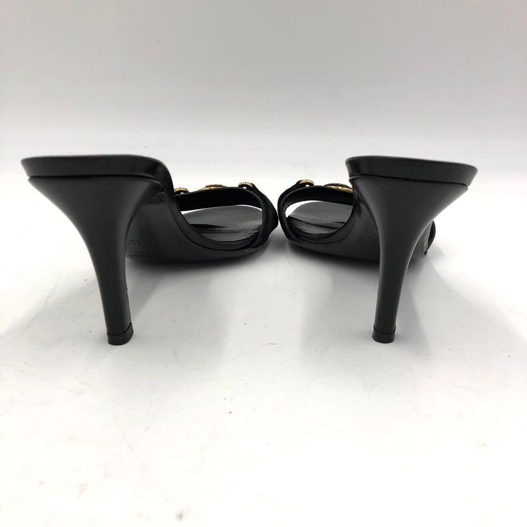 GUCCI グッチ ミュール サンダル ヒール 36 1/2 C ブラック 黒