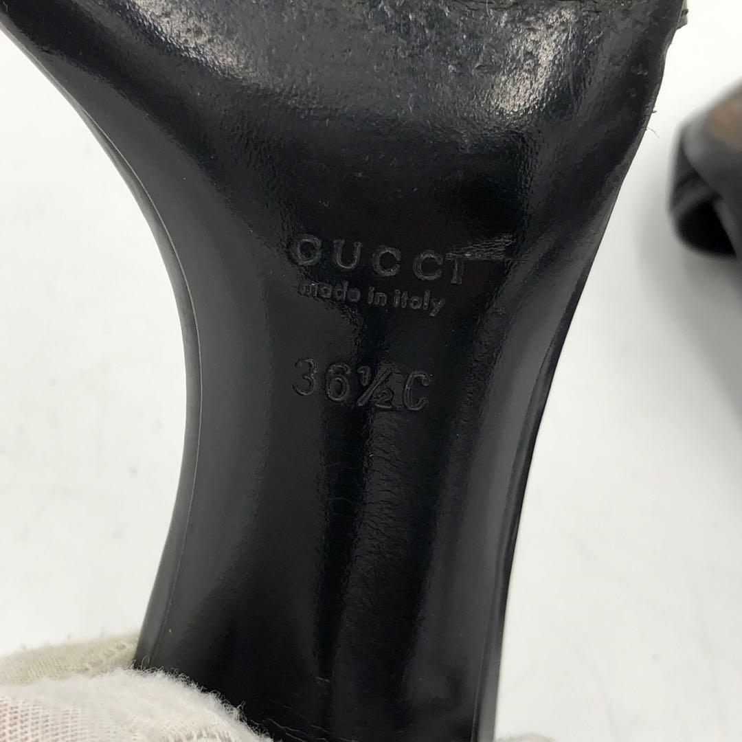 GUCCI グッチ ミュール サンダル ヒール 36 1/2 C ブラック 黒