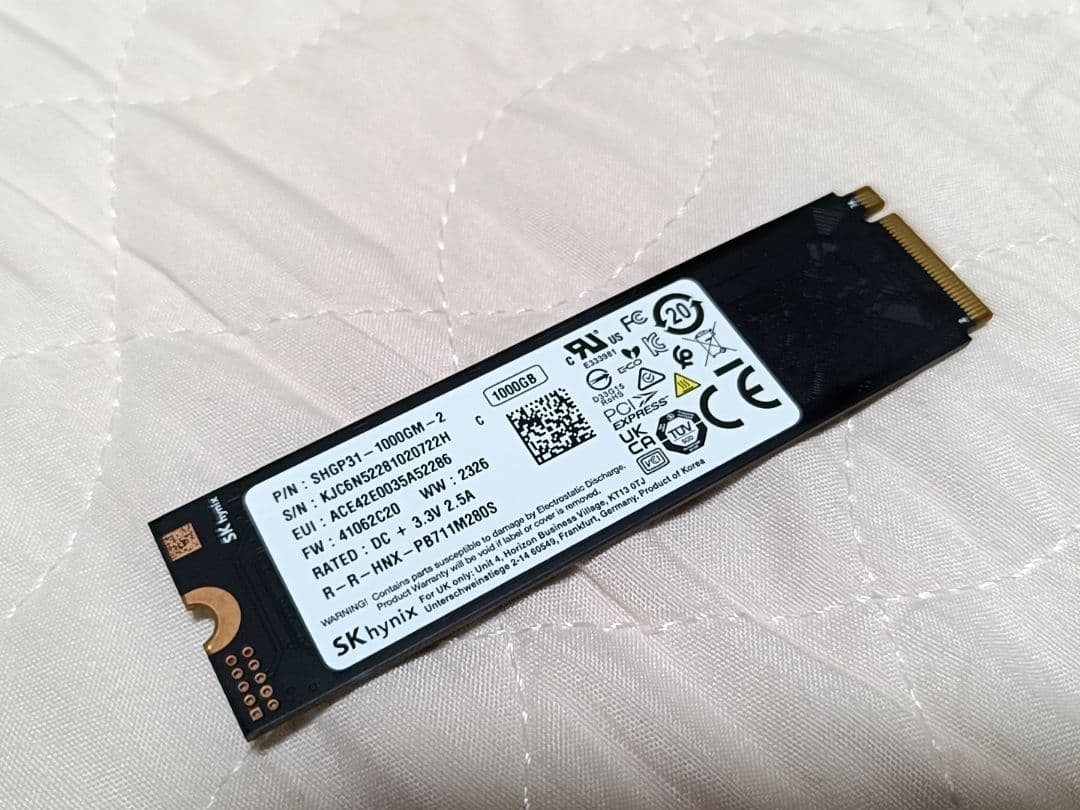 SK hynix Gold P31 M.2SSD1TB DRAMキャッシュ搭載a