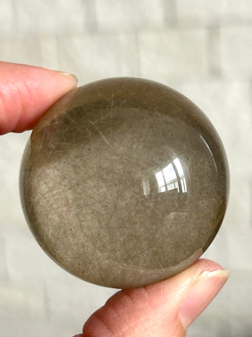 スモーキー　ルチルクォーツ　水晶　スフィア　39.9㎜