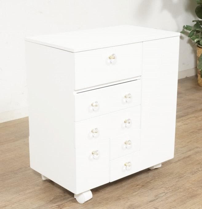 フォロー割【新品】コスメワゴン　クリスタル調ハンドル ドレッサー　コスメ収納