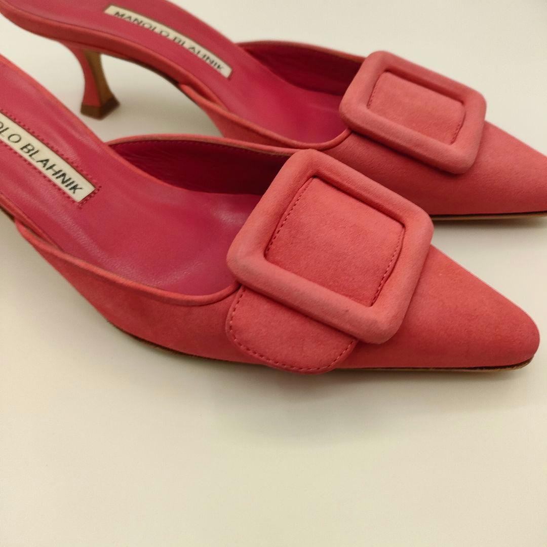 マノロブラニク 37/23.5cm メイセール スエード ミュール