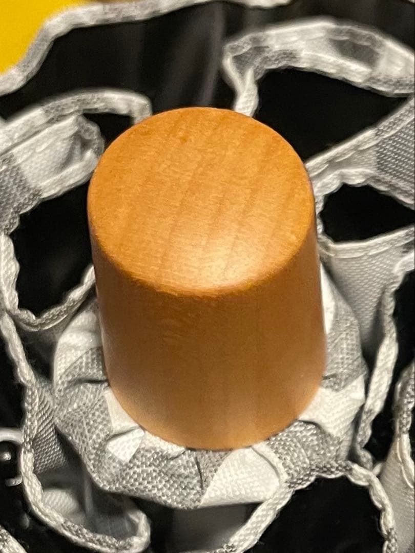 【美品】サンバリア100 ２段折 フリル ストライプ　グレー　木曲がり手元