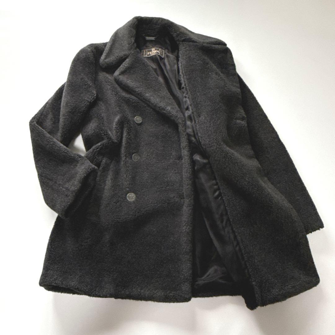 【美品】FENDI フェンディ　ボアコート トレンチ　ダブル　ロゴボタン