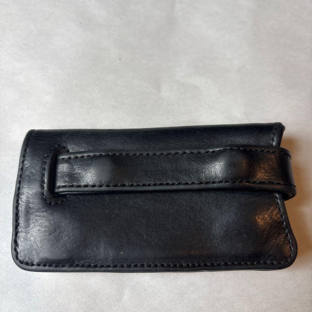 クロムハーツブラックレザー キーケース スナップボタン