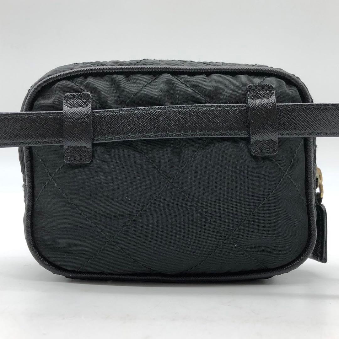 ✨極希少✨プラダ ウエストバッグ 三角ロゴプレート キルティング ナイロン 黒