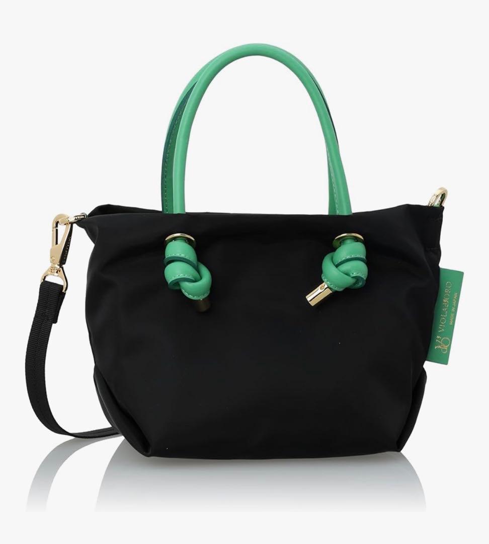 ★VIOLA d'ORO （ヴィオラドーロ）ブラック/グリーン バッグ（XS）★