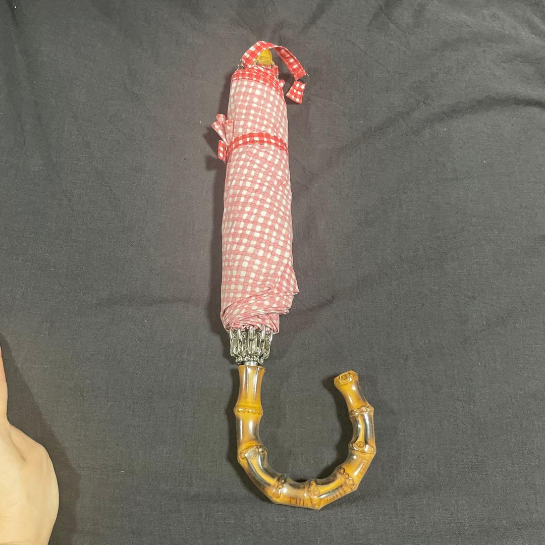 ボンボンストア　あかチェック日傘