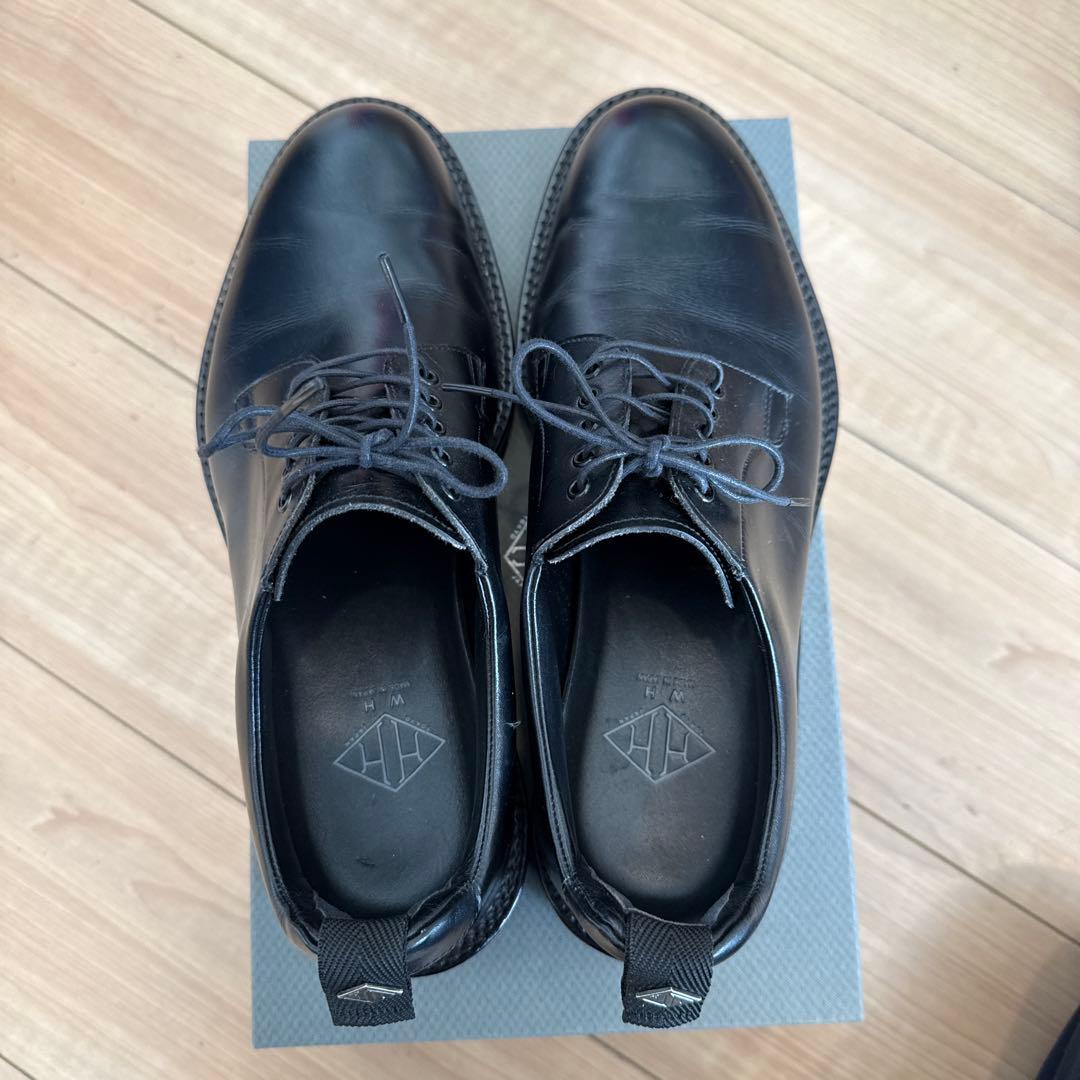 WH ダブルエイチ　ブラック プレーントゥ　ビジネスシューズ