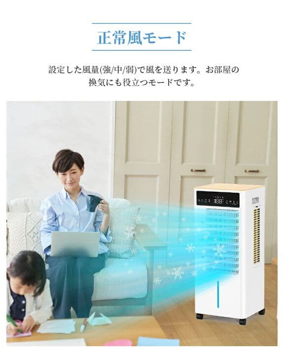 マイナスイオン機能、タイマー機能等の色々な機能のついた冷風機