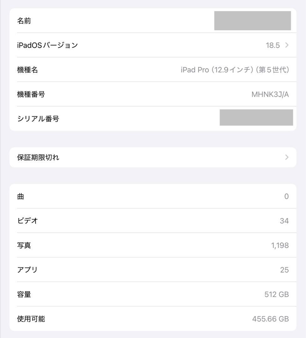 Apple iPad pro 12.9インチ 第5世代(M1) 512GB
