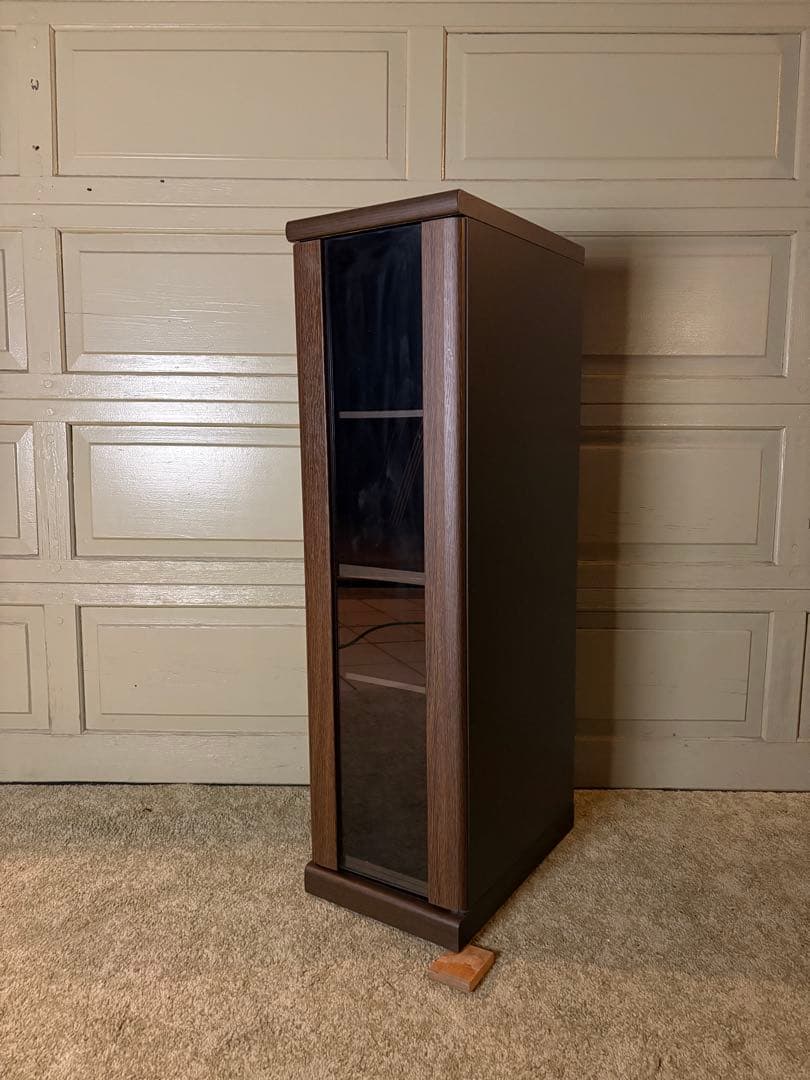 【ビーチソルベ】ダークブラウン木製キャビネット ガラス扉付き