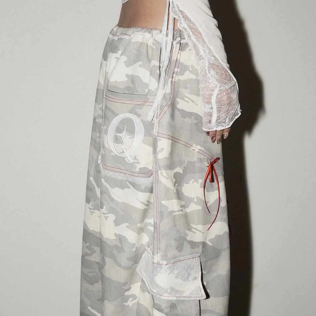 cherryquiri レースカーゴパンツ camo カモ 迷彩柄 リボン付き