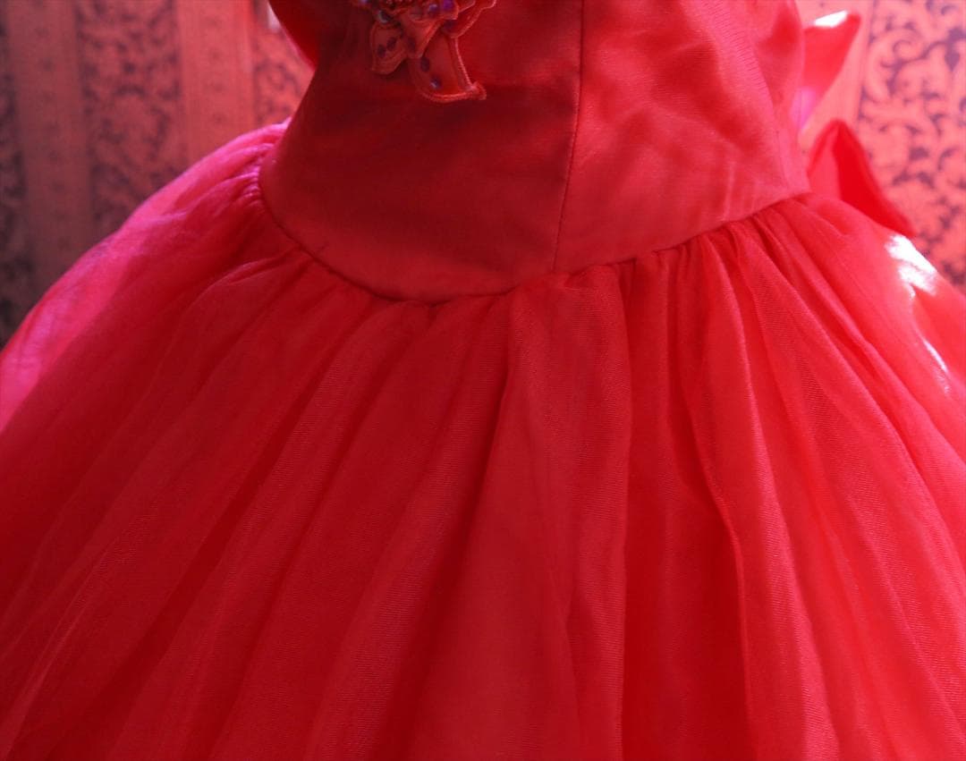 607LoveryWedding高級ウエディングドレス11号赤カラードレス