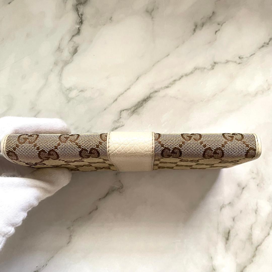 GUCCI グッチ　GGキャンバス　ロゴプレート　長財布 0125-①