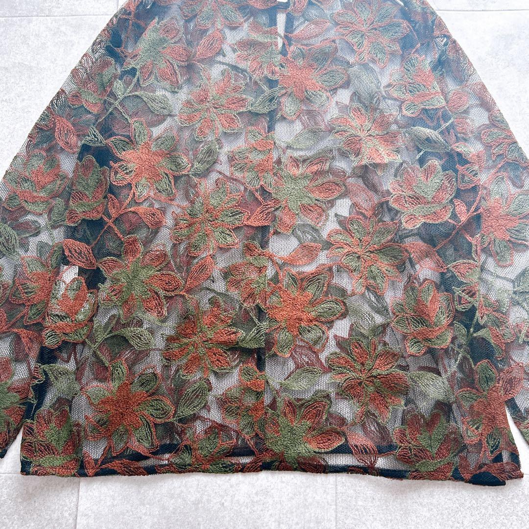 未使用級✨ FUMIE=TANAKA 刺繍 ブラウス レース チュール 花柄